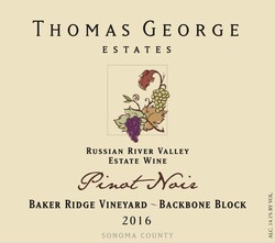 2016 Pinot Noir Baker Ridge Estate Single Vineyard Backbone Block